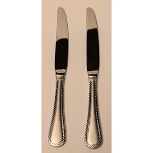 Cambridge Carlyle Mirror Dinner Knives (2) Stainless China Satin Rope Edge Knife